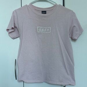 Obey Soft Pink Tee with Logo
